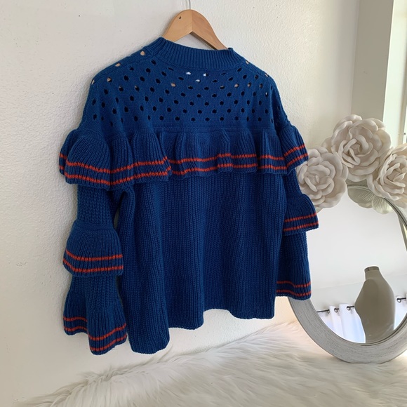 Knitted Ruffle Tiered Pullover Sweater M - Picture 4 of 4